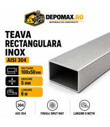 Teava rectangulara inox AISI 304, 100 x 50 x 5 mm, 6 metri